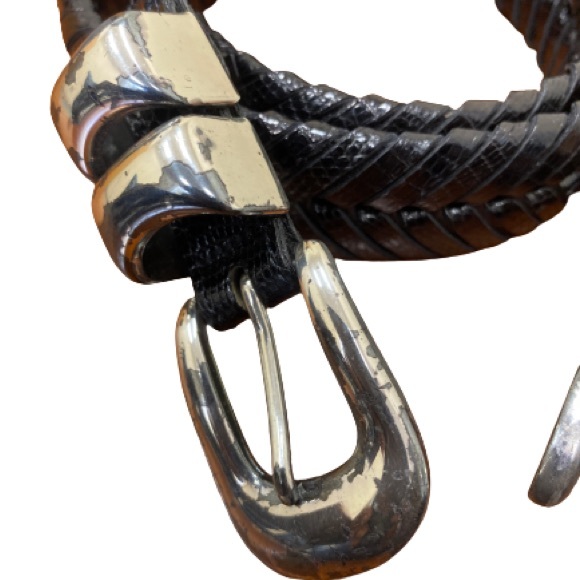 MEZLAN "AO2794" Black All-Over Genuine Lizard Belt - Picture 2 of 8